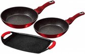 pannenset Burgundy aluminium rood/zwart 3-delig