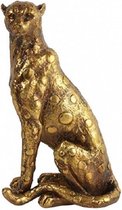beeld luipaard Felixia 30,5 x 13 cm polysteen goud