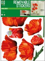 muursticker Poppy 50 x 70 cm vinyl rood/groen