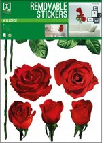 muursticker Roses 50 x 70 cm vinyl rood/groen
