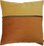 kussen met rits 40 x 40 cm fluweel oranje/geel