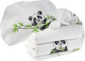 Makian Molton Luiers - Molton doeken 80x80cm -  Set van 3 - Wit-Groen-Panda