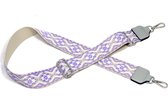 STUDIO Ivana - Gekleurde schouderband voor tas - 5 cm breed - tassenband retro print lila/wit - Brede bagstrap met borduursel