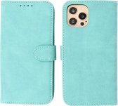 iPhone 12 & iPhone 12 Pro Hoesje - Portemonnee Book Case - Kaarthouder & Magneetlipje - Kunstleer - Turquoise