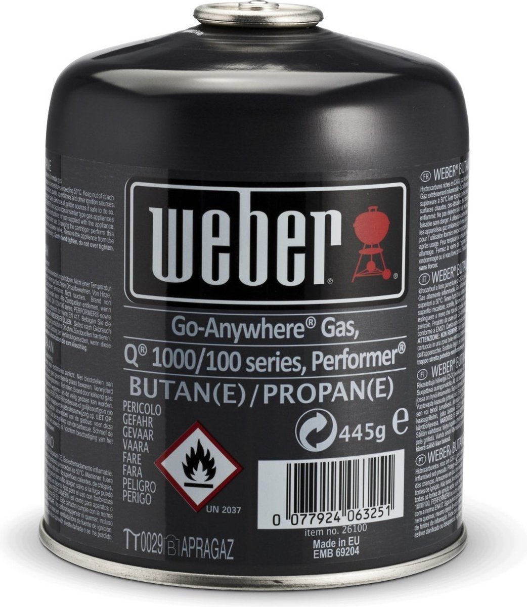 Weber Gasbusje - cartridge voor barbecue - 0077924089862