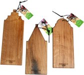 De Smikkelplank - Serveerplank - Amsterdam - Set van 3 - Eikenhout - (L50 x B20 x H2,5 cm)