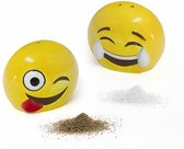peper- en zoutstel Emoji 7 cm keramiek geel 2-delig