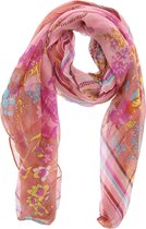 Vierkante Sjaal met Bloemen - 140x140 cm - Roze