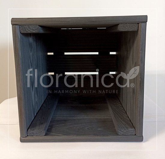 Floranica® Pot de fleurs en bois | 30x30x28.5cm | Anthracite | Mélèze imprégné | Pot de protection pour herbes, fleurs | Décoration pour la maison et le jardin | Vase | Intérieur et extérieur | produit de l'UE