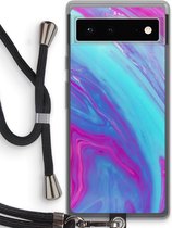 Case Company® - Google Pixel 6 hoesje met Koord - Zweverige regenboog - Telefoonhoesje met Zwart Koord - Bescherming aan alle Kanten en Over de Schermrand