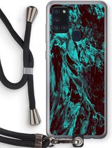 Case Company® - Samsung Galaxy A21s hoesje met Koord - Ice Age - Telefoonhoesje met Zwart Koord - Bescherming aan alle Kanten en Over de Schermrand