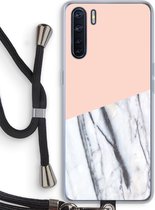 Case Company® - Oppo A91 hoesje met Koord - A touch of peach - Telefoonhoesje met Zwart Koord - Bescherming aan alle Kanten en Over de Schermrand