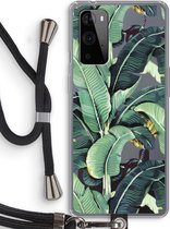 Case Company® - OnePlus 9 Pro hoesje met Koord - Bananenbladeren - Telefoonhoesje met Zwart Koord - Bescherming aan alle Kanten en Over de Schermrand