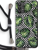 Case Company® - Samsung Galaxy A32 4G hoesje met Koord - Geometrische jungle - Telefoonhoesje met Zwart Koord - Bescherming aan alle Kanten en Over de Schermrand