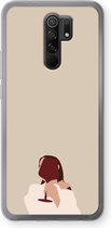 Case Company® - Xiaomi Redmi 9 hoesje - I drink wine - Soft Cover Telefoonhoesje - Bescherming aan alle Kanten en Schermrand