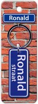 sleutelhanger straatnaam Ronald 9 cm staal blauw