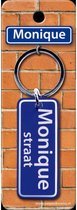 sleutelhanger straatnaam Monique 9 cm staal blauw