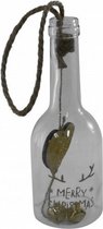 kersthanger fles hartje 20 x 7,5 cm glas goud