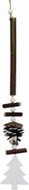 hangdecoratie kerstboom 45 x 6 cm hout/steen bruin/wit