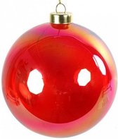 kerstbal Grundel 10 cm glas rood