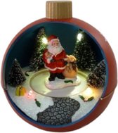 kerstbal Kerstman led 12 cm rood