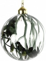 kerstbal Minoa blaadjes 15 cm glas groen