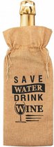 flescadeauverpakking Save Water jute 42 cm bruin