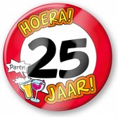 bierviltjes 25 jaar 10 cm karton rood/wit 6 stuks