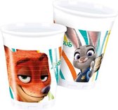 feestbekers Zootropolis junior 200 ml wit 8 stuks