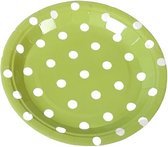 feestborden Dots junior 22 cm papier groen 6 stuks