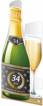 wenskaart champagne - 34 jaar 12 x 18 cm papier