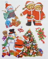 raamstickers Kerst beer 30 x 42 cm rood/wit 5-delig