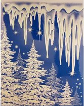 raamsticker Winterfiguren ijspegels 41 x 29 cm wit