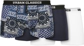 Urban Classics Boxershorts set -4XL- Organic 3-Pack bandana Blauw/Wit