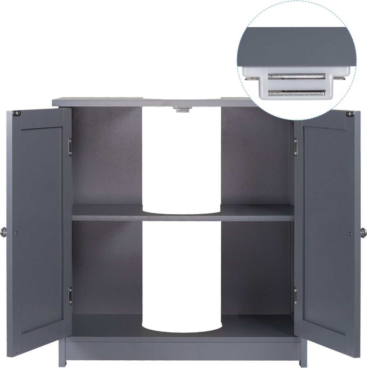 Modulo Badkamermeubel Met Wastafel | 60 Cm Mat Wit Lamel Front Solid Surface 2 Lades Onder Elkaar 124396