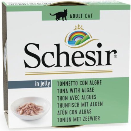 14x Schesir Kattenvoer Tonijn en Zeewier in Gelei 85 gr