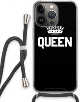 Case Company® - iPhone 13 Pro hoesje met Koord - Queen zwart - Telefoonhoesje met Zwart Koord - Extra Bescherming aan alle Kanten en Over de Schermrand