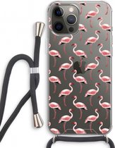 Case Company® - iPhone 12 Pro hoesje met Koord - Flamingo - Telefoonhoesje met Zwart Koord - Extra Bescherming aan alle Kanten en Over de Schermrand