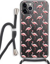 Case Company® - iPhone 11 Pro Max hoesje met Koord - Flamingo - Telefoonhoesje met Zwart Koord - Extra Bescherming aan alle Kanten en Over de Schermrand