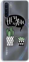 Case Company® - Oppo A91 hoesje - Hey you cactus - Soft Cover Telefoonhoesje - Bescherming aan alle Kanten en Schermrand