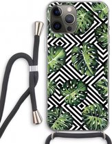 Case Company® - iPhone 12 Pro hoesje met Koord - Geometrische jungle - Telefoonhoesje met Zwart Koord - Extra Bescherming aan alle Kanten en Over de Schermrand