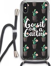 Case Company® - iPhone XS Max hoesje met Koord - Cactus quote - Telefoonhoesje met Zwart Koord - Extra Bescherming aan alle Kanten en Over de Schermrand