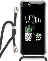 Case Company® - iPhone SE 2020 hoesje met Koord - Hey you cactus - Telefoonhoesje met Zwart Koord - Extra Bescherming aan alle Kanten en Over de Schermrand