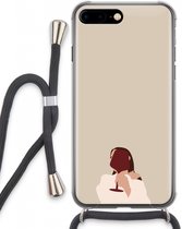 Case Company® - iPhone 8 Plus hoesje met Koord - I drink wine - Telefoonhoesje met Zwart Koord - Extra Bescherming aan alle Kanten en Over de Schermrand