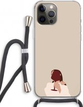Case Company® - iPhone 12 Pro hoesje met Koord - I drink wine - Telefoonhoesje met Zwart Koord - Extra Bescherming aan alle Kanten en Over de Schermrand