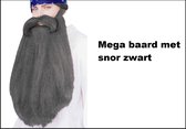 Super big baard met snor zwart - Thema feest ZZ top fun festival party