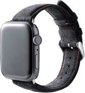Alcantara Apple Watch Band Met Gesp - Space Grey Met Rode Stiksels - 38/40/41mm