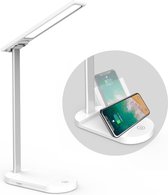 Elumia D18 - Bureaulamp met oplader - Draadloze lader - Snellader iPhone - Snellader Samsung - Wireless charger - Aanpasbare helderheid - Twee apparaten laden -  Tafellamp - Bureaulamp LED - 