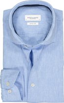 Profuomo slim fit overhemd - Oxford katoen met linnen - lichtblauw - Strijkvriendelijk - Boordmaat: 43
