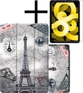 Hoesje Geschikt voor iPad Air 2022 Hoesje Case Hard Cover Hoes Book Case Met Screenprotector - Eiffeltoren
